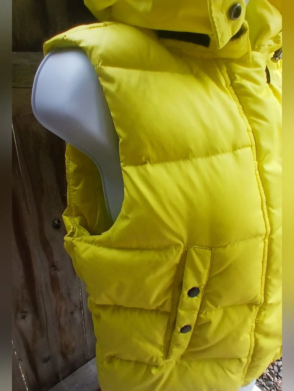 Vintage GAP Down Bright Yellow Hooded Puffer Vest Size Small.